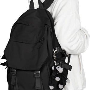 Backpack for Men Women  Bookbag Waterproof Lightweight Black Backpack  Book Bag Rucksack Casual Daypack  Bag for Boys