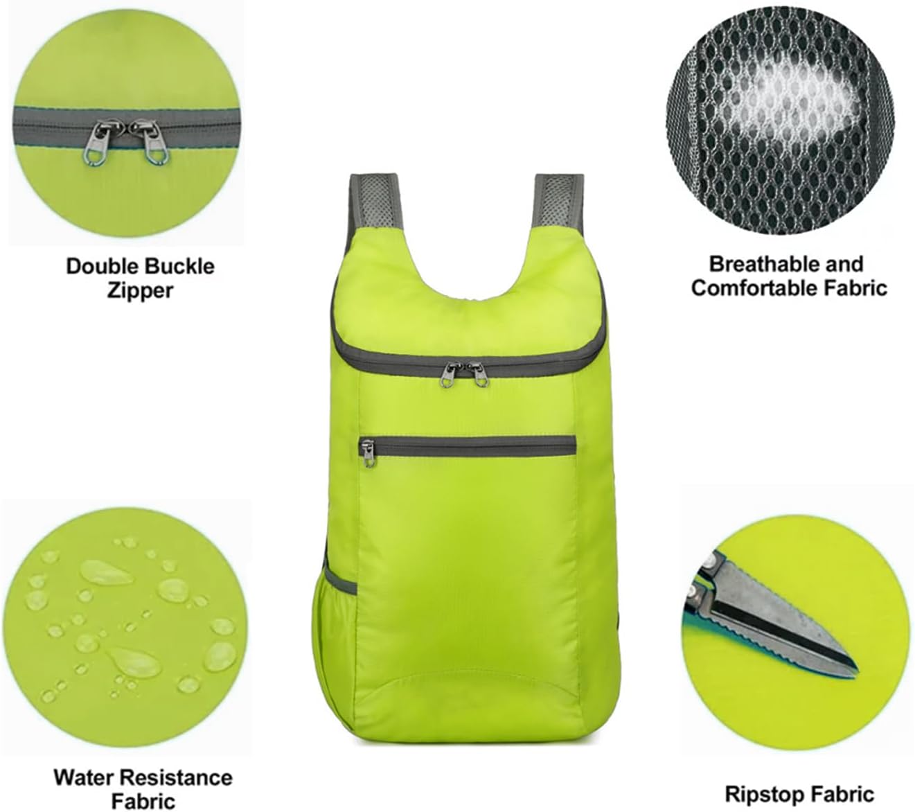 Foldable Backpack,20L Lightweight water resistant Travel Hiking Backpack for Outdoor Sports Camping Daypack Bag (Green)