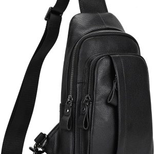 Fashion Pure Genuine Leather Sling Bag for Men Everyday Cross Body Chest Shoulder Messenger Bag Multipurpose Business Casual Outdoor Bag