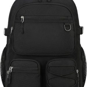 Water Resistant Daypack with Mulitiple Pockets for  Travel Outdoor , 15.6 inch Laptop Backpack for Men and Women (Black)