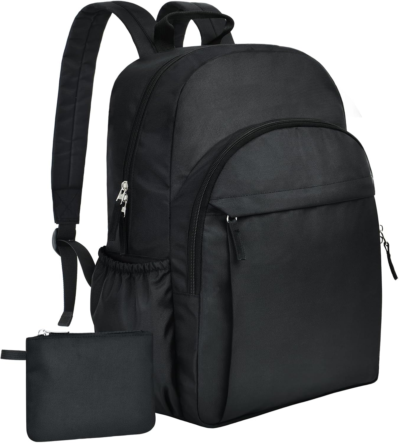 15.6 inch Basic Black Backpack for Men, Travel Backpack Carry on, Water Resistant Backpacks for Teens, Back Pack Bookbag for Boys , Work Backpacks for Women