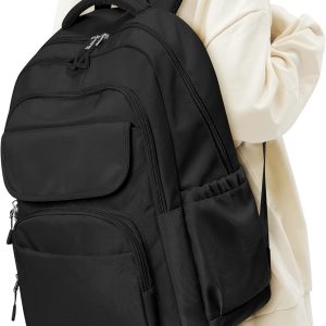 Backpack for Women Men, Waterproof High  Backpacks, Multifunction Casual Daypack, Classic Basic  Backpack, Middle  Bookbag for Teen  Boys, Children backpacks, Black