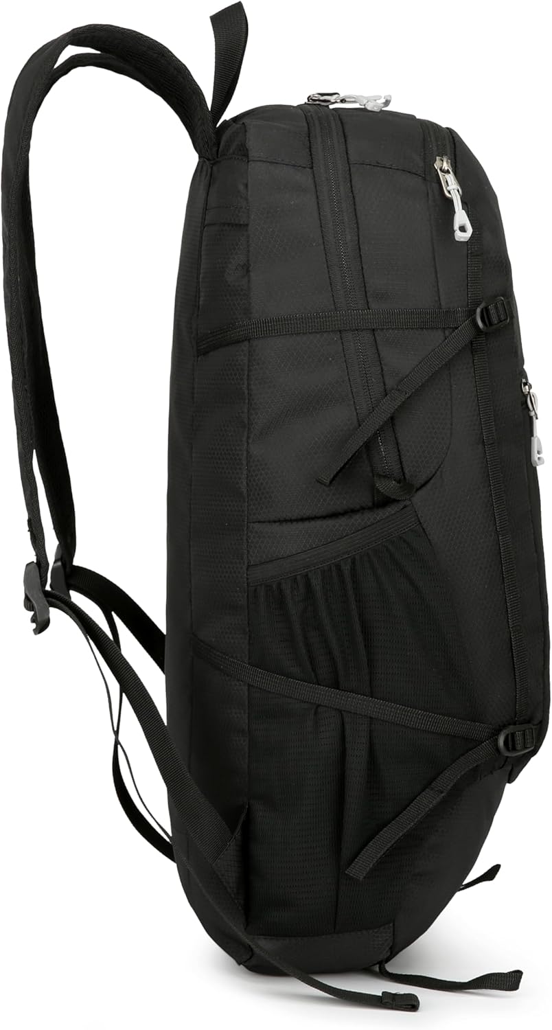 Hiking Backpack Daypack Lightweight Packable Travel Outdoor Camping Ultra Foldable Day Pack for Woman Man (Black, 30L)