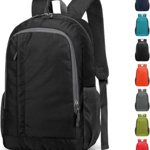 Ultra Lightweight-Packable-Hiking-Backpack Small Foldable Travel Camping Daypack Casual Outdoor Water-resistant 25L Backpacks (Black)
