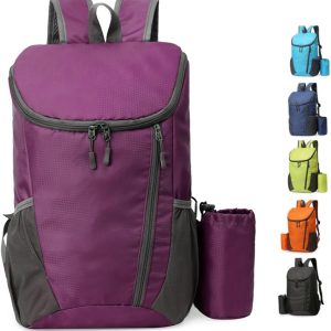 Portable Foldable Backpack Folding Mountaineering Bag, Ultralight Outdoor Cycling Rucksack, Travel Hiking Knapsack (Purple)