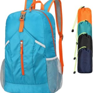 25L Hiking-Backpack Foldable-Sports Daypack-Camping Collapsible Day Bag Water Resistant Lightweight Travel Men Women (Blue)