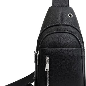 Rop Sling Backpack for Men Leather Chest Bag Crossbody Shoulder Bags for Cycling Travel