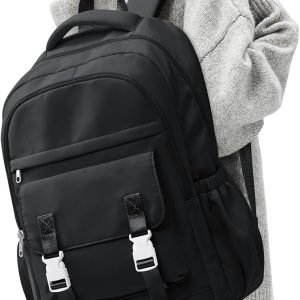 Backpack For Women Men  Backpack With Lots Of Pockets Cute BookBag Casual Daypack Backpacks For Teens  Boys Waterproof(Black)