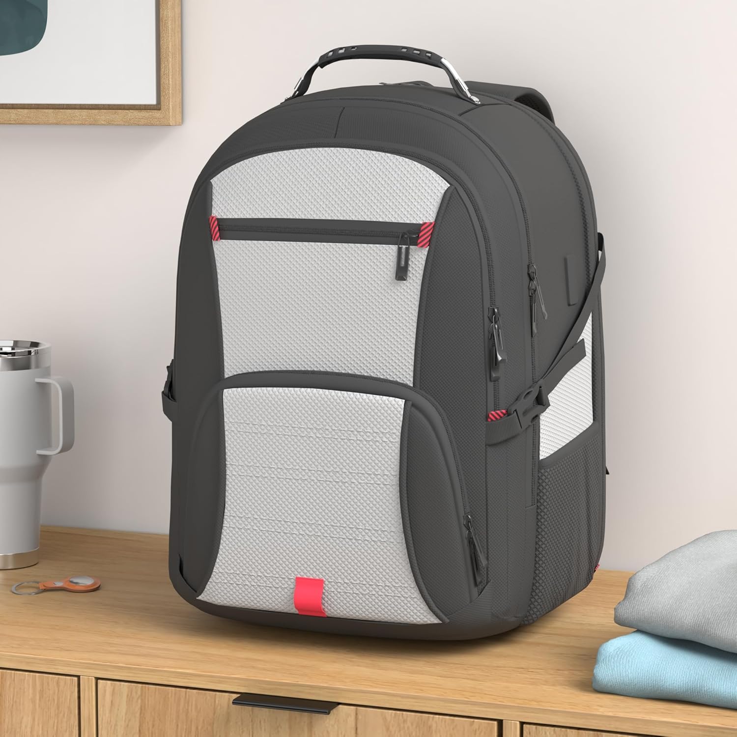 Extra Large Laptop Backpack for Men, Travel Backpack,Big Backpack, 50L Water Resistant Business Work Computer Heavy Duty Bag with USB Port, Fits 17 Inch Laptop, Grey