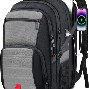 Extra Large Laptop Backpack for Men, Travel Backpack,Big Backpack, 50L Water Resistant  Business Work Computer  Heavy Duty Bag with USB Port, Fits 17 Inch Laptop, Grey